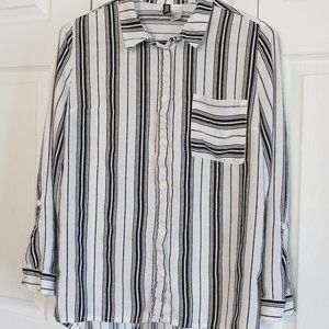 Women's Long Sleeve Button Up Striped Blouse Size 10 H&M